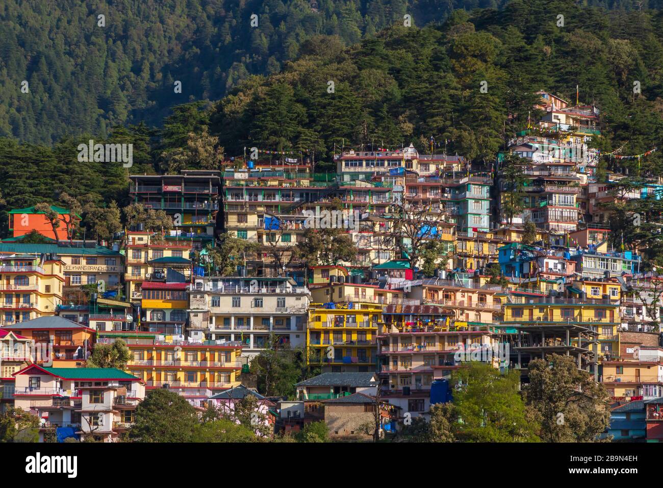 Vista di McLeod Ganj a Dharamshala in India Foto Stock