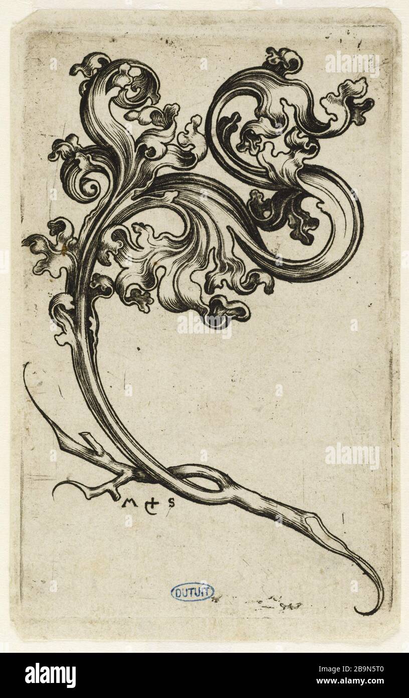 Fogliame ornamentale (Bartsch 112) Martin Schongauer (vers 1450-1495). Feuillage ornementale (Bartsch 112). Gravure (burin), 1485-1491. Musée des Beaux-Arts de la Ville de Paris, Petit Palais. Foto Stock