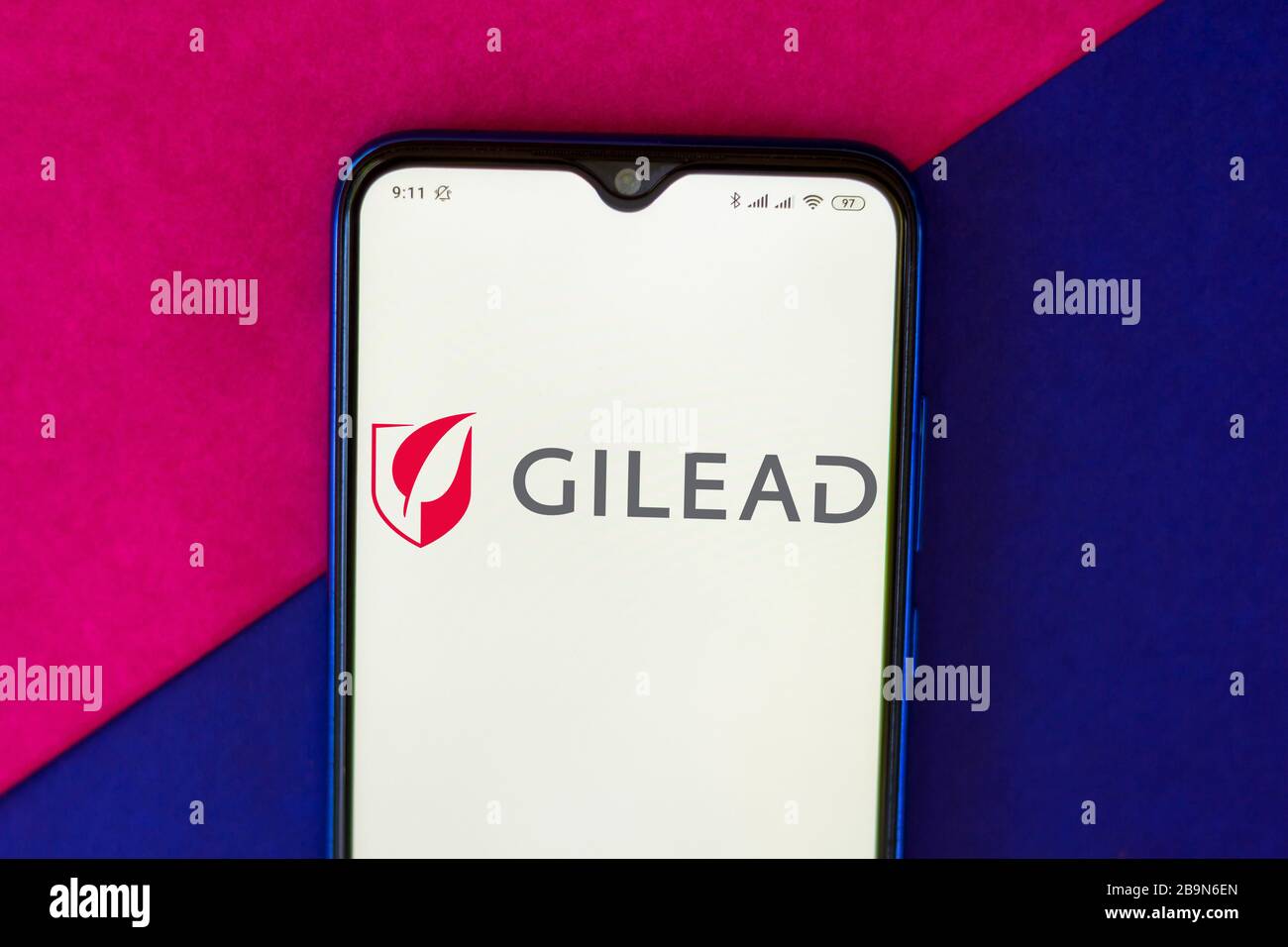 24 marzo 2020, Brasile: In questa illustrazione fotografica un logo Gilead Sciences visualizzato su uno smartphone. (Credit Image: © Rafael Henrique/SOPA Images via ZUMA Wire) Foto Stock