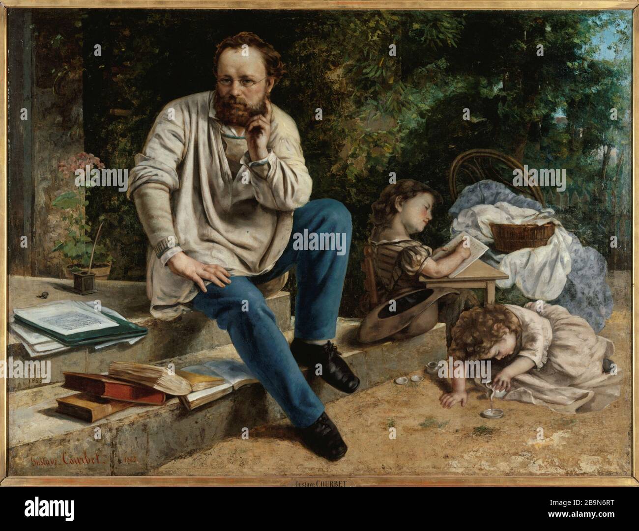 RITRATTO PROUDHON E I SUOI FIGLI Gustave Courbet (1819-1877). "Portrait de Proudhon et de ses enfants, 1865". Huile sur toile. Parigi, musée des Beaux-Arts de la Ville de Paris, Petit Palais. Foto Stock
