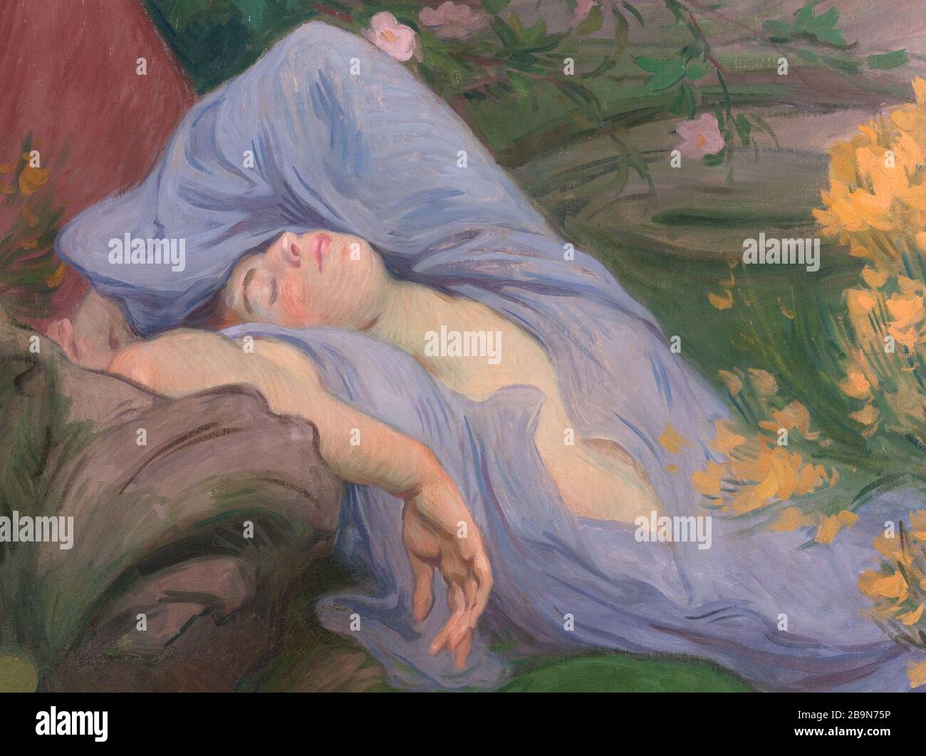 Pace e gioia Victor Prouvé (1858-1943). 'Séjour de paix et de joie' (détail). Huile sur toile, vers 1900. Musée des Beaux-Arts de la Ville de Paris, Petit Palais. Foto Stock