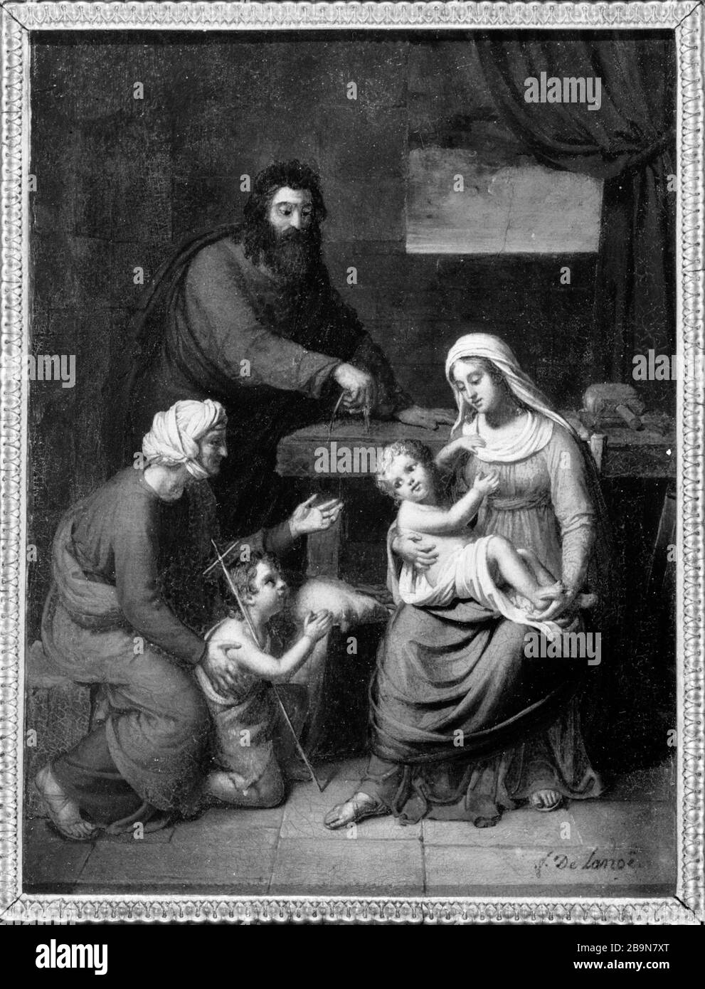 SCHEMA PER LA CHIESA DI SANTIAGO ALTO-NON 'LA SACRA FAMIGLIA Frédéric Delanoë (v.1800-v.1870). 'Esquisse pour l'église Saint-Jacques-du-Haut-Pas : 'la Sainte Famille'. Huile sur toile, entre 1824 et 1826. Musée des Beaux-Arts de la Ville de Paris, Petit Palais. Foto Stock