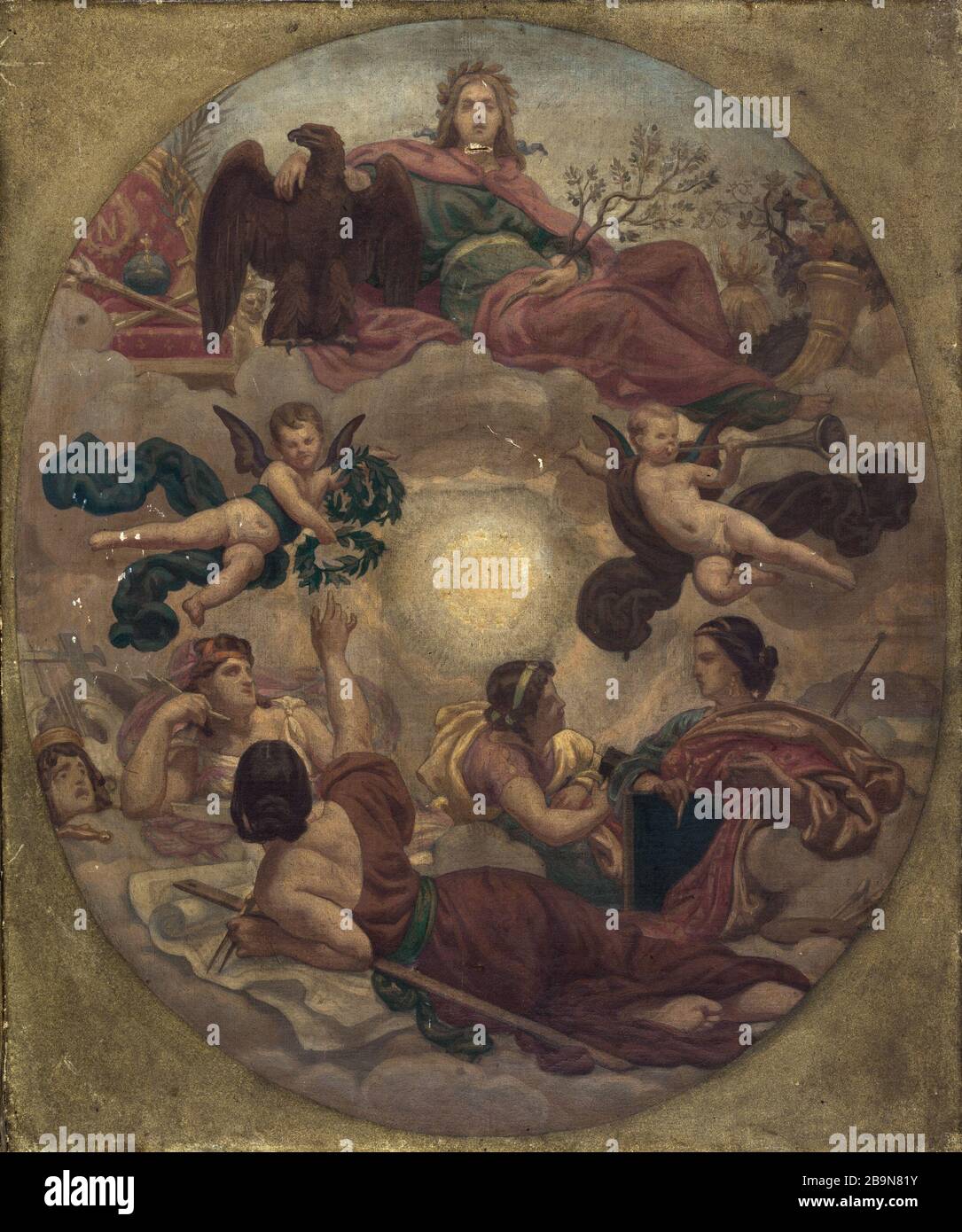 L'Impero incoronante arti, schizzo Victor François Eloi Biennourry (1823-1893). 'L'Empire couronnant les Arts'. Esquisse. Huile sur toile. XIXème siècle. Musée des Beaux-Arts de la Ville de Paris, Petit Palais. Foto Stock