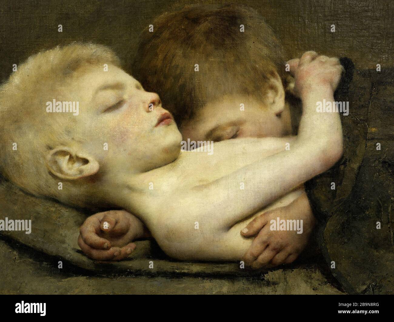 Un misero nido (dettaglio) Fernand Pelez (1848-1913). "Un nid de misère". Détail. Huile sur toile. Musée des Beaux-Arts de la Ville de Paris, Petit Palais. Foto Stock