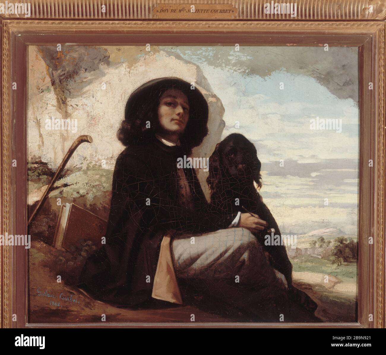 AUTORITRATTO IN CANE NERO Gustave Courbet (1819-1877). 'Autoportrait au chien noir', huile sur toile, 1842. Musée des Beaux-Arts de la Ville de Paris, Petit Palais. Foto Stock