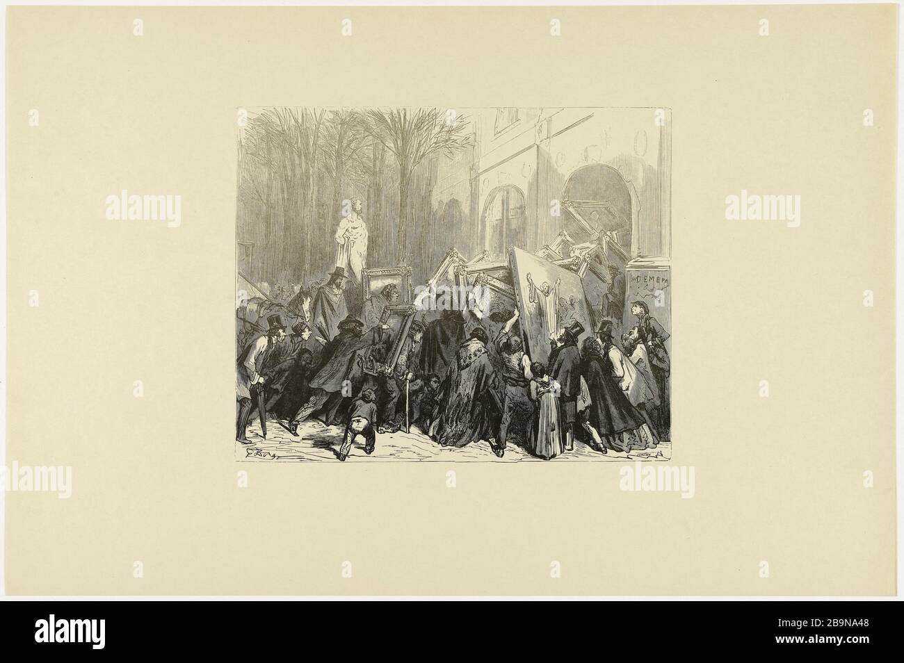 INGRESSO AL PALAZZO DELLA MOSTRA 31 MARZO, L'ULTIMO GIORNO DEL PERIODO CONCESSO AGLI ARTISTI. IFF 80 Gustave Doré (1832-1883). 'Entrée du Palais de l'exposition le 31 Mars, dernier jour du délai accordé aux artistes. IFF 80'. Bois, 1861. Musée des Beaux-Arts de la Ville de Paris, Petit Palais. Foto Stock