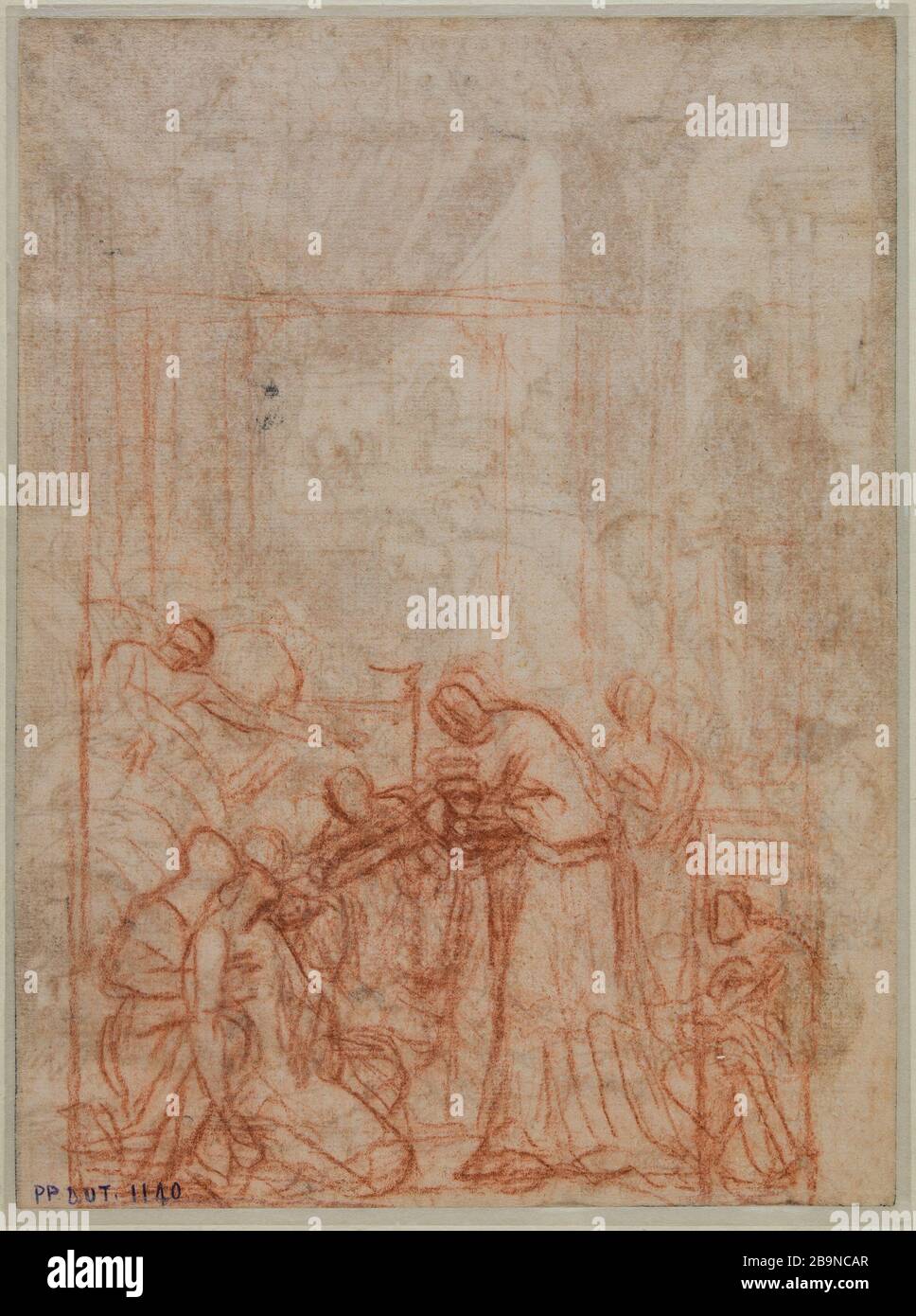 San Carlo Borromeo (Lugt 709) Pierre Mignard le Romain (1612-1695). 'Saint-Charles Borromée (Lugt 709)'. Sanguine sur papier vergé, XVIIème siècle. Musée des Beaux-Arts de la Ville de Paris, Petit Palais. Foto Stock