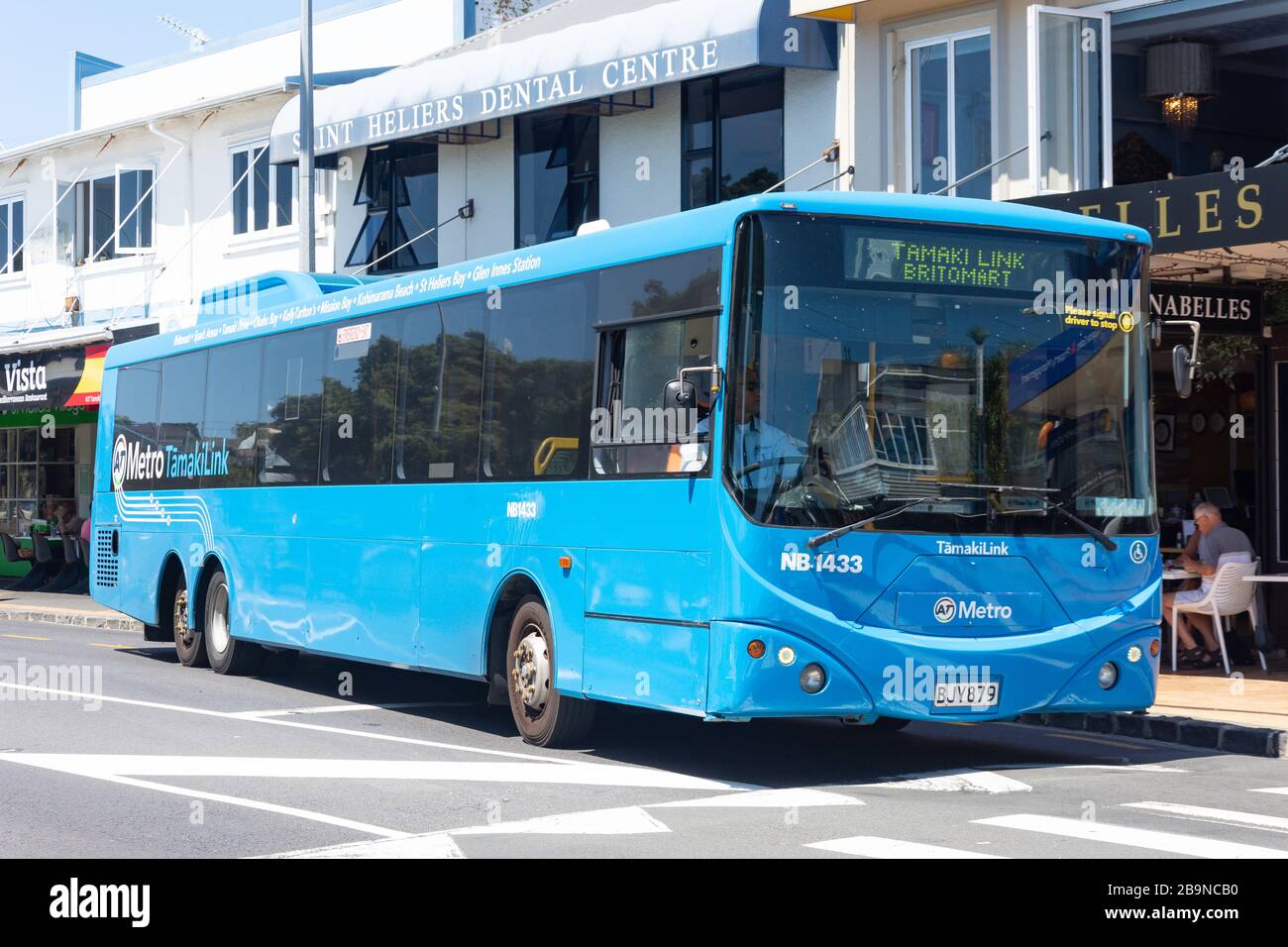 Autobus Metro Tamaki link, Tamaki Drive, St Heliers, Auckland, Nuova Zelanda Foto Stock