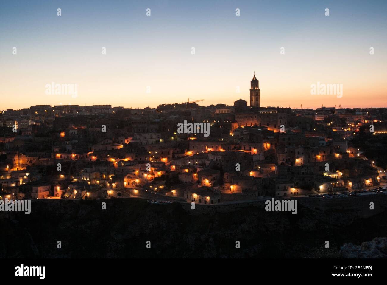 Panorama del centro storico di Matera Foto Stock