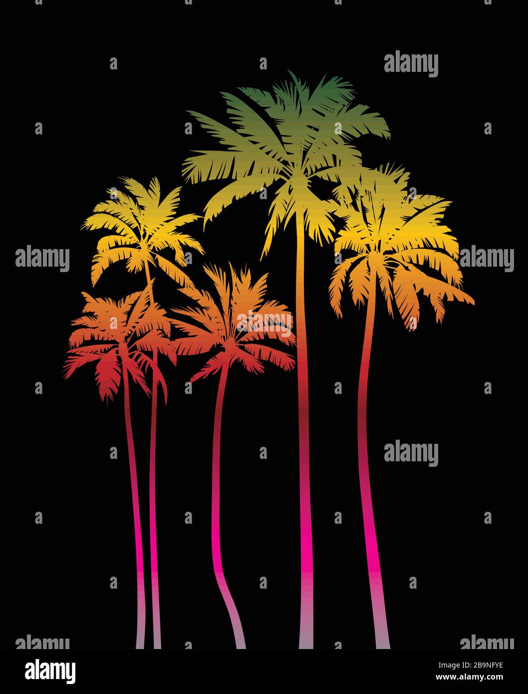 Palme magiche di notte Illustrazione Vettoriale