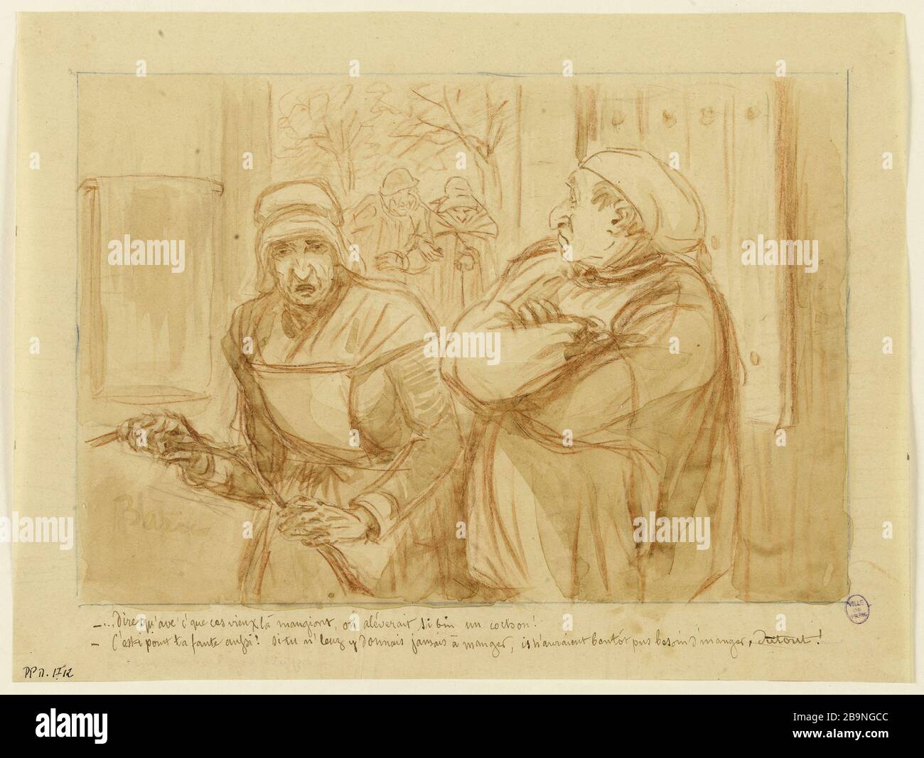 C'que che con questi vecchi allora mangiare Jules-Jean-Antoine Baric (1830-1905).'Dire qu'avec c'que ces vieux-là mangent'. Lavis d'encre et sanguine sur papier. Musée des Beaux-Arts de la Ville de Paris, Petit Palais. Foto Stock