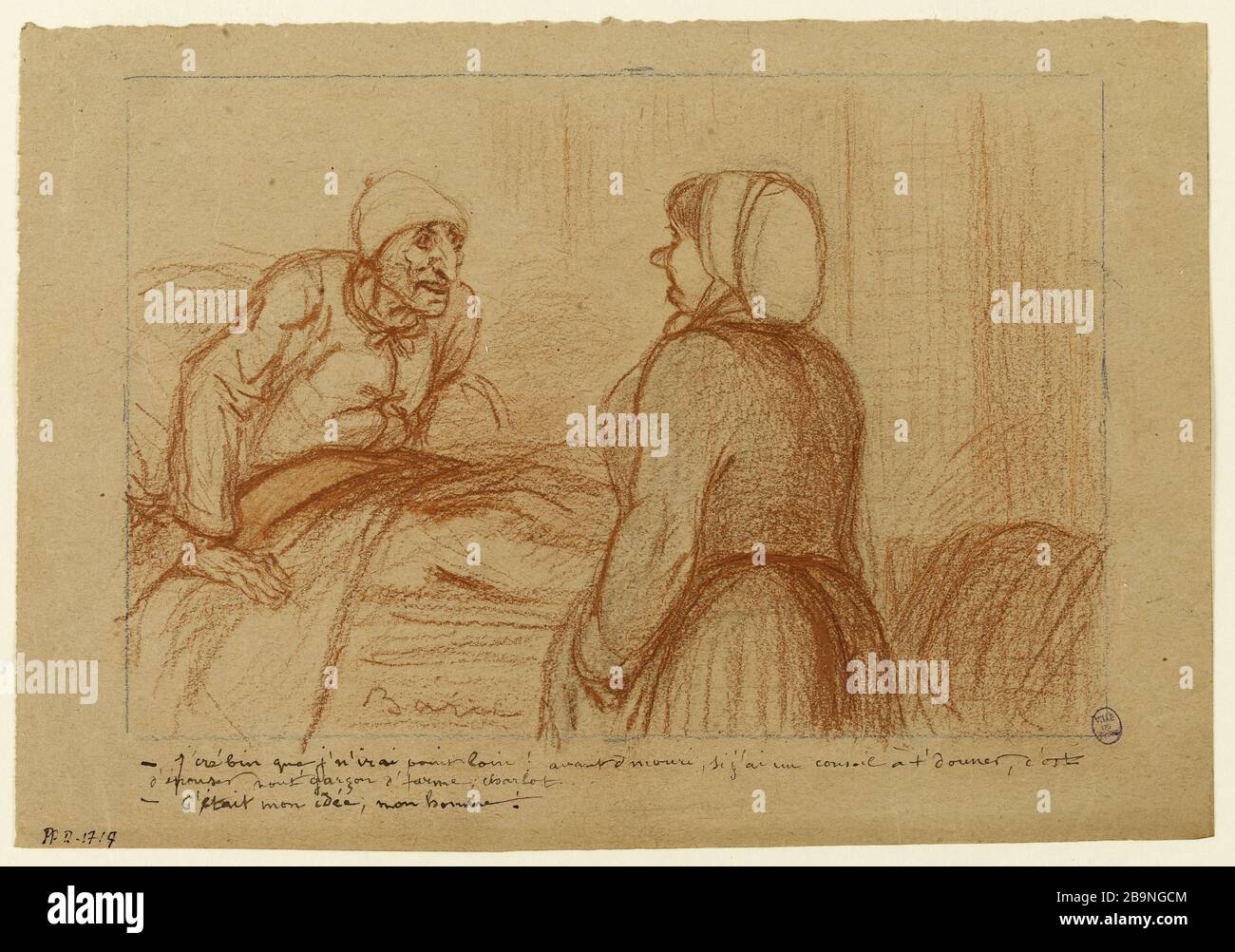 Consiglio sul bordo Jules-Jean-Antoine Baric (1830-1905).'Conseil in extremis'. Sanguine sur papier. Musée des Beaux-Arts de la Ville de Paris, Petit Palais. Foto Stock