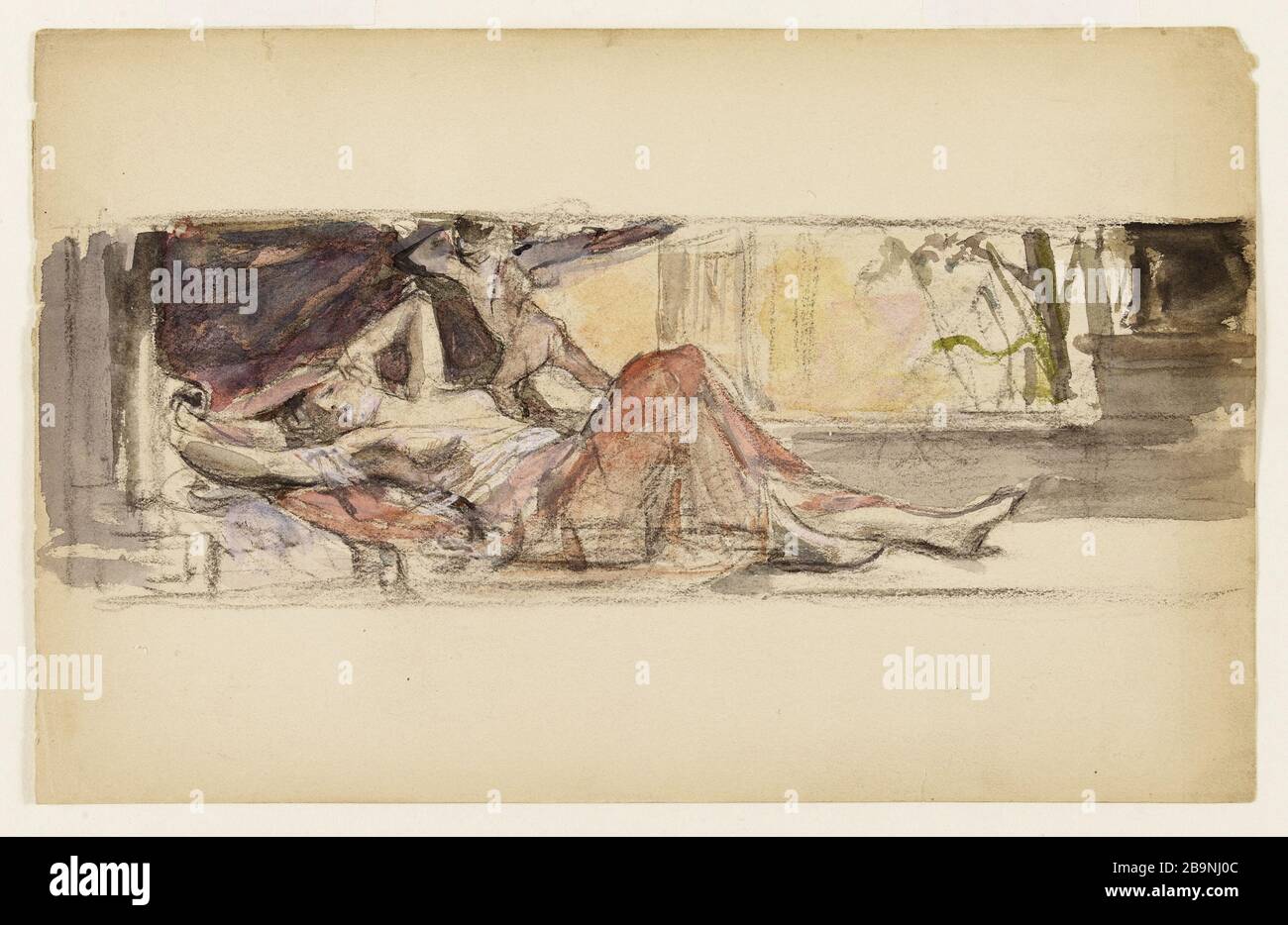 La mattina Léon-François Comerre (1850-1916). Le matin. Fusain et aquarelle sur papier. Musée des Beaux-Arts de la Ville de Paris, Petit Palais. Foto Stock