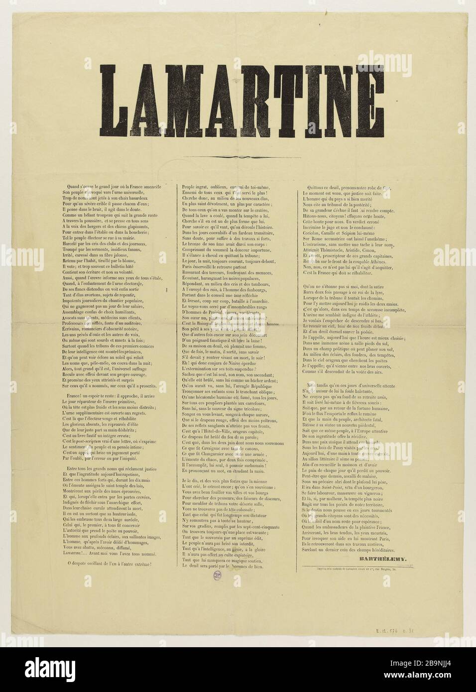 Lamartine. QUANDO APRE IL GRANDE GIORNO ANONYME. "Lamartine. Quand s'ouvre le Grand jour'. Typographie. 1848. Parigi, musée Carnavalet. Foto Stock