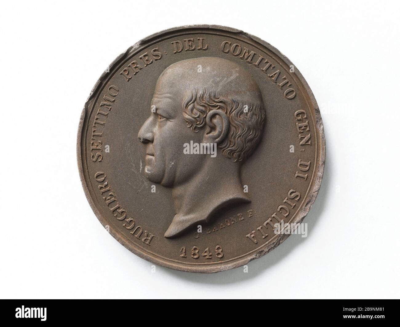 Ruggiero Settimo (1778-1863), politico italiano, diplomatico e attivista patriottico Sicilia, 1848 Barone, G. Ruggiero Settimo (1778-1863), politicien italien, diplomatate et activiste patriote de Sicile, 1848. Souffre. 1848. Parigi, musée Carnavalet. Foto Stock