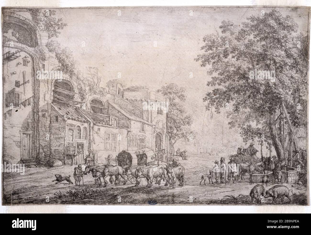 LA CITTÀ Simon de Vlieger (v.1600-1653). 'Le Bourg'. Eau-forte, vers 1640. Musée des Beaux-Arts de la Ville de Paris, Petit Palais. Foto Stock