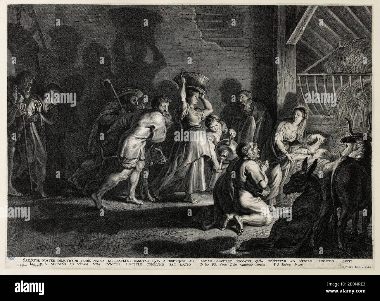 La Natività, dopo Rubens (Dutuit 11) Boëtius Adamsz Bolswert (dit Bodius), Adams Schelte. La Nativité, d'après Rubens (Dutuit 11). Burin, XVIIème siècle. Musée des Beaux-Arts de la Ville de Paris, Petit Palais. Foto Stock