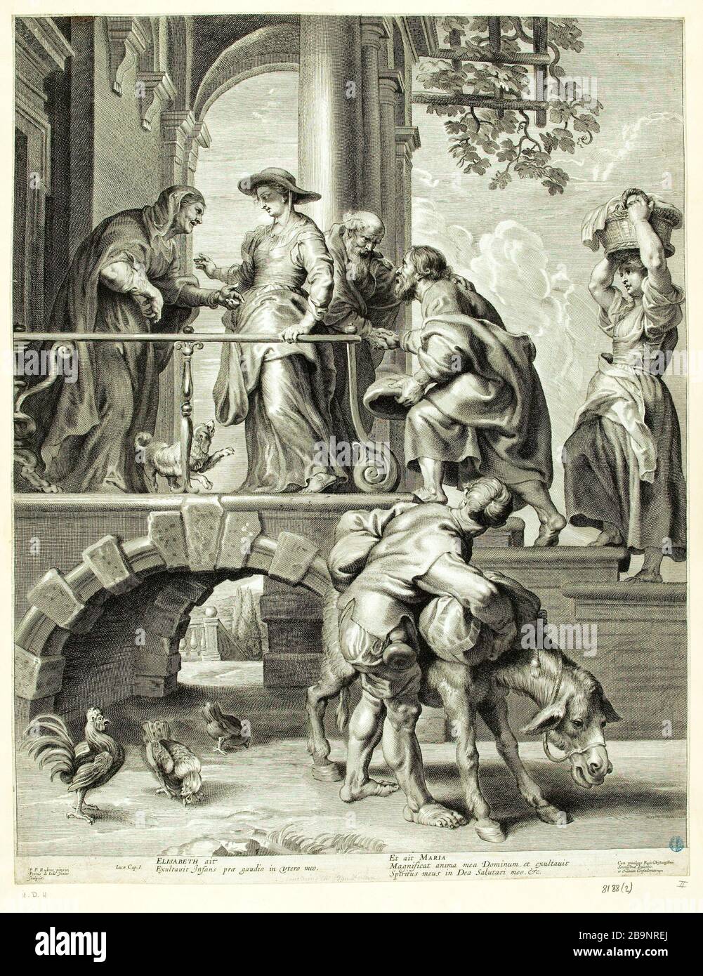 La Visitazione Pietro II de Jode (15701674) d'après Pierre Paul Rubens (1577-1640). La Visitation. Gravure au burin. Musée des Beaux-Arts de la Ville de Paris, Petit Palais. Foto Stock