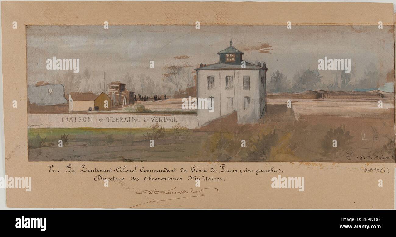 1870 Assedio di Parigi: Vista delle fortificazioni. Charles Camille Chazal (1825-1875). '1870. Siège de Paris : vue des fortifications'. Gouache sur papier, 1870. Parigi, musée Carnavalet. Foto Stock