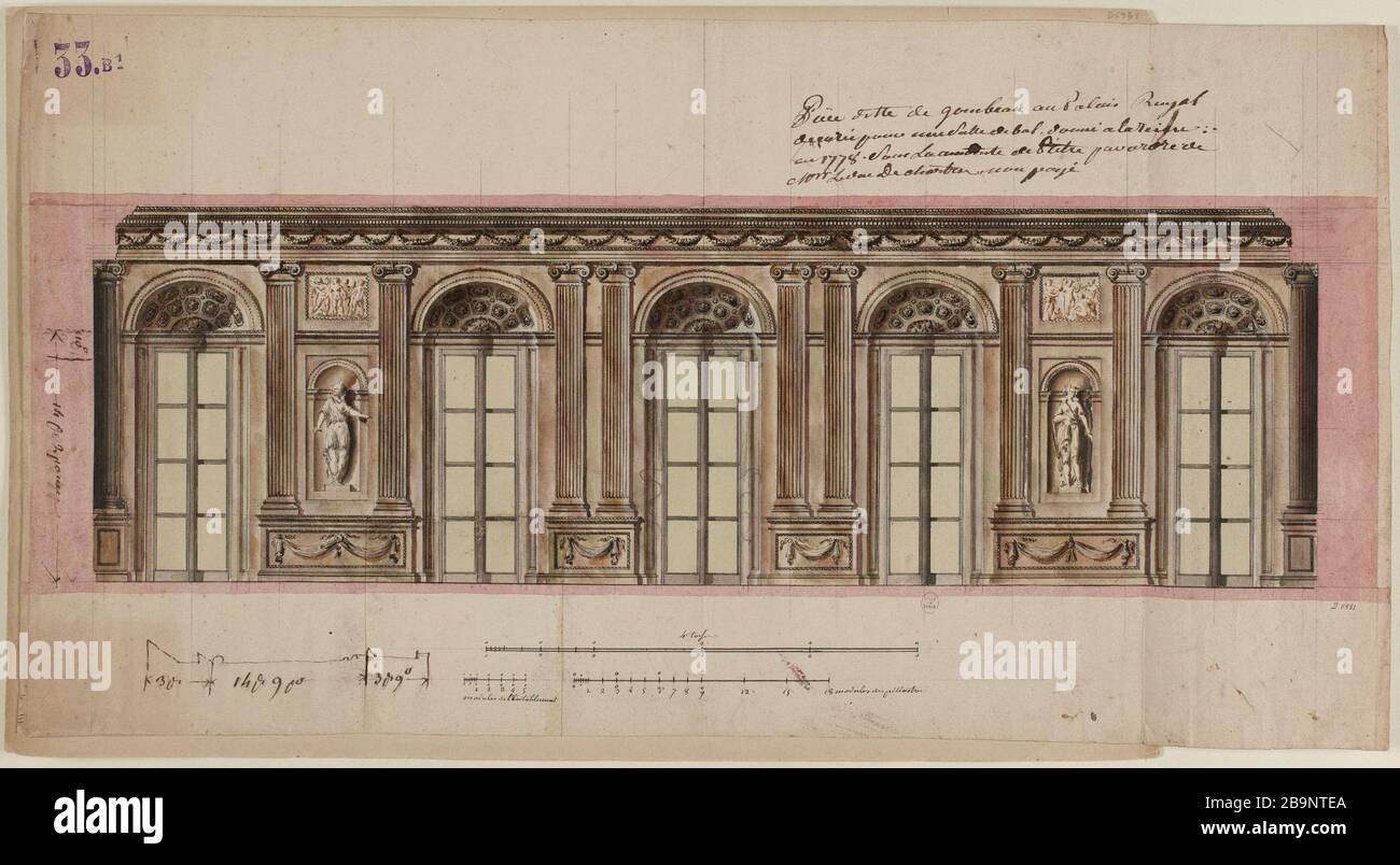 Decorazione della stanza chiamata Gombeau del Palazzo reale nel 1778. Foto Stock