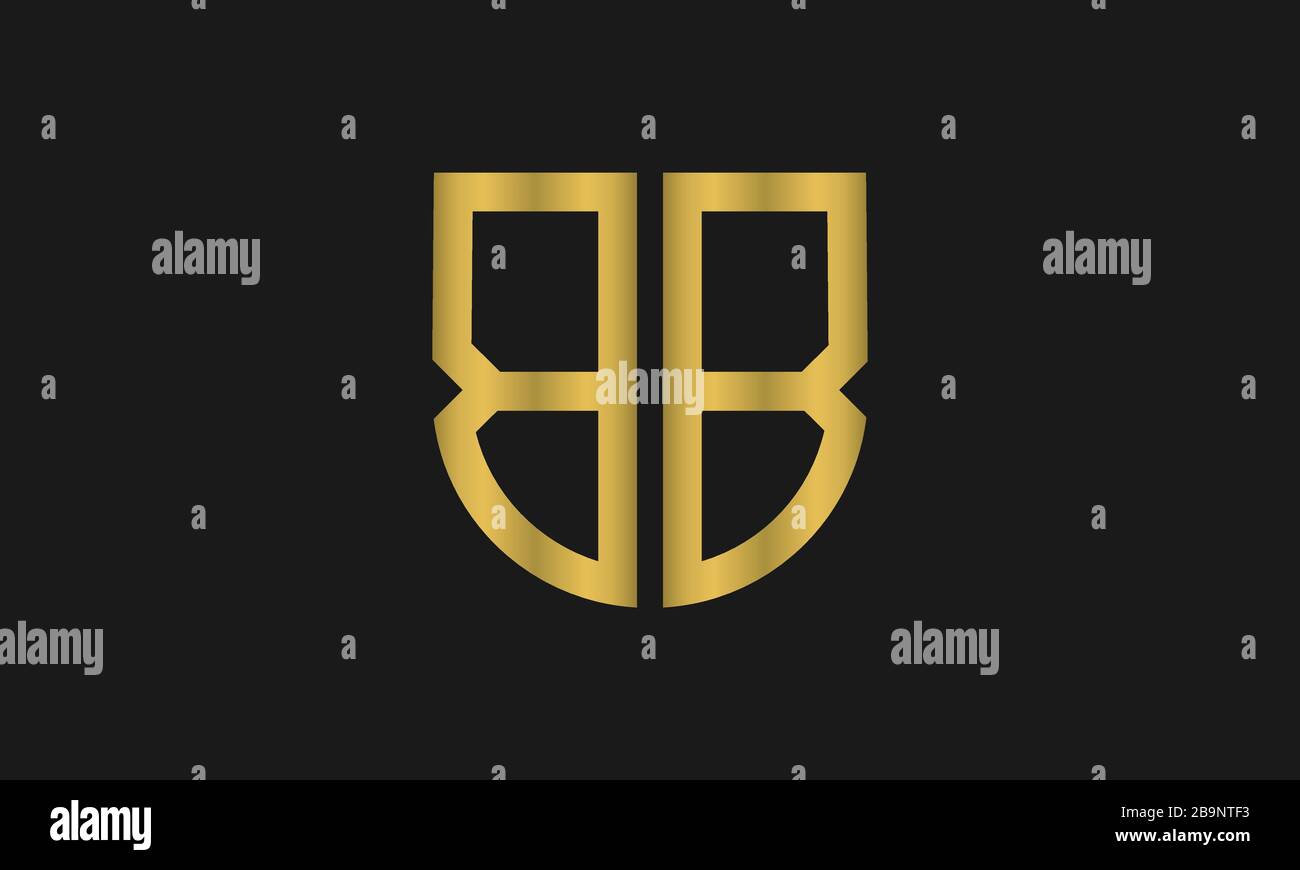 Combinazione di monogramma e simbolo di protezione lettera BB. Design del logo line art. Simboleggia affidabilità, sicurezza, potenza, sicurezza. Illustrazione Vettoriale