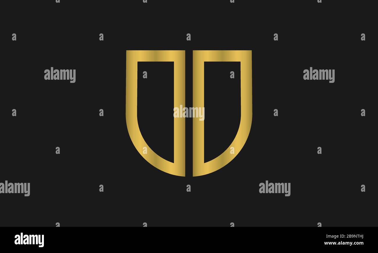 Combinazione di monogramma e simbolo di scudo con lettera DD. Design del logo line art. Simboleggia affidabilità, sicurezza, potenza, sicurezza. Illustrazione Vettoriale