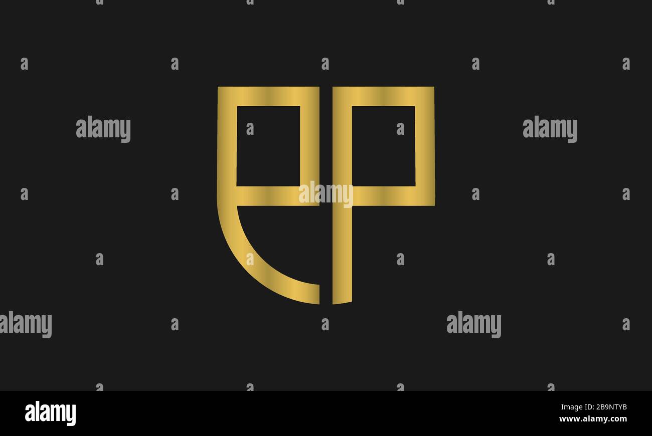 Combinazione di monogramma in PP e simbolo di protezione. Design del logo line art. Simboleggia affidabilità, sicurezza, potenza, sicurezza. Illustrazione Vettoriale