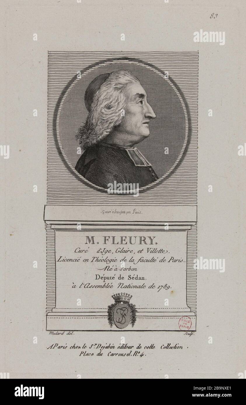 M. Fleury, deputo di Sedan nell'Assemblea Nazionale del 1789. Anonyme. 'M. Fleury, député de Sedan à l'Assemblée Nationale de 1789'. PhysionoTraces. Parigi, musée Carnavalet. Foto Stock