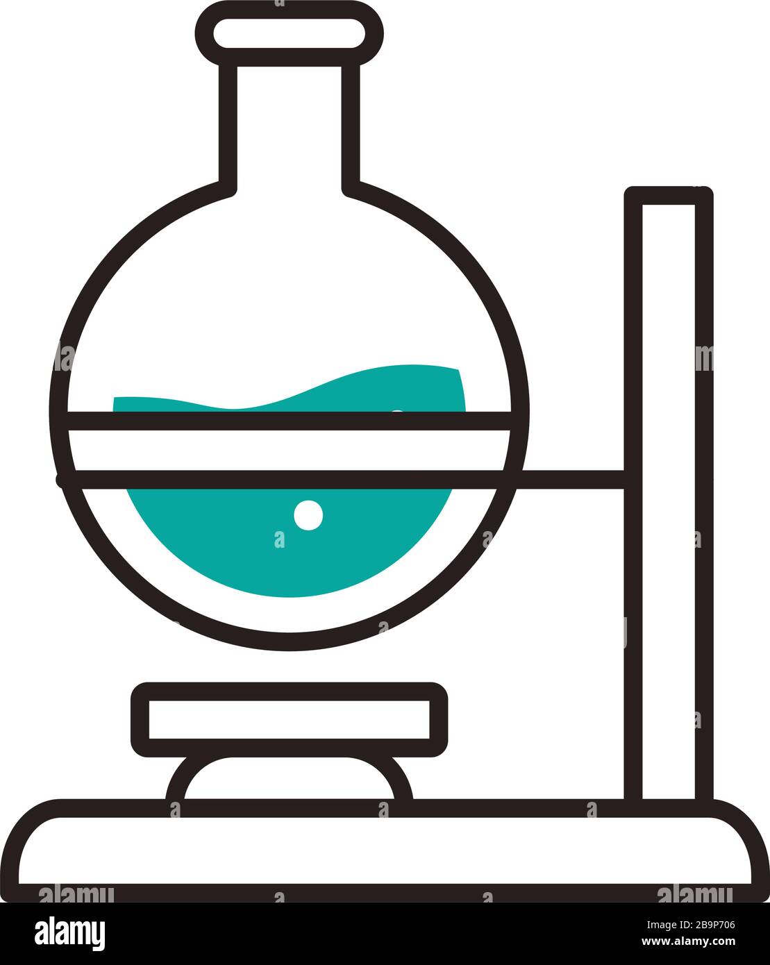 Beute Half line mezzo colore stile icona design, chimica scienza laboratorio ricerca tecnologia biologia attrezzature e tema di test Vector Illustration Illustrazione Vettoriale