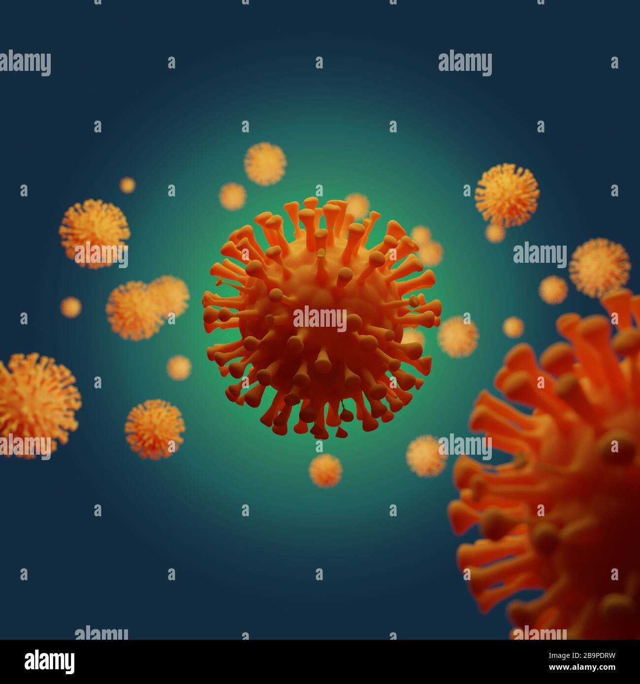 COVID-19 coronavirus 3d rendering illustrazione medica del virione Foto Stock
