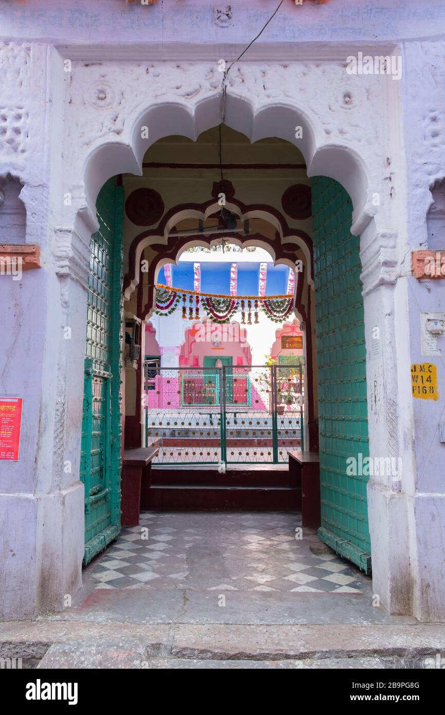 Ornato porta Old City Jodhpur Rajasthan India Foto Stock