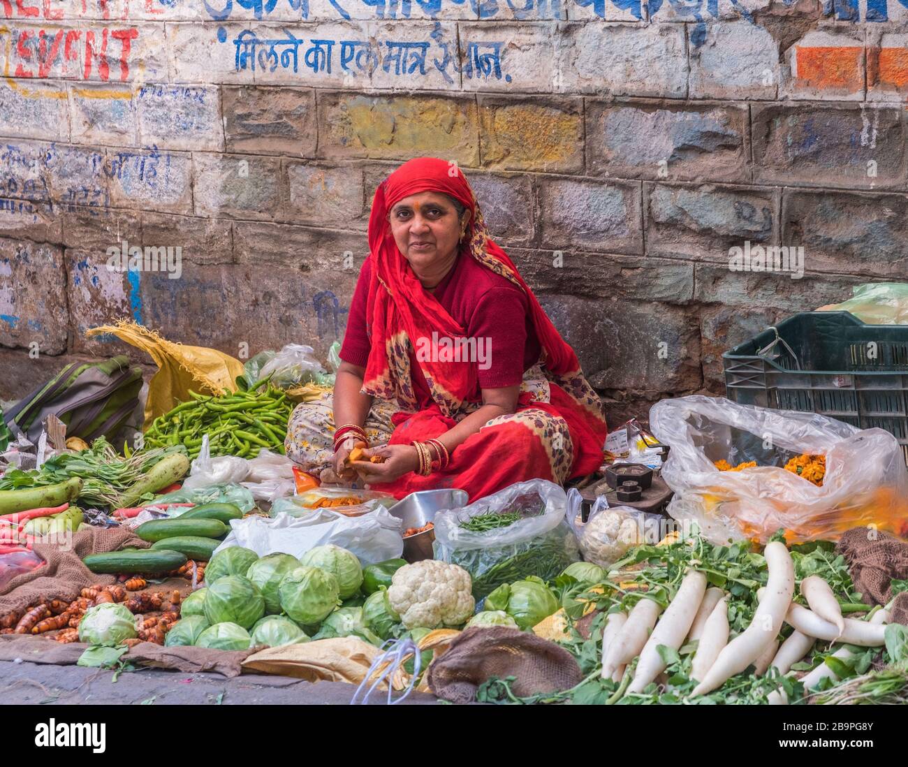 Venditore di verdure Old City Jodhpur Rajasthan India Foto Stock