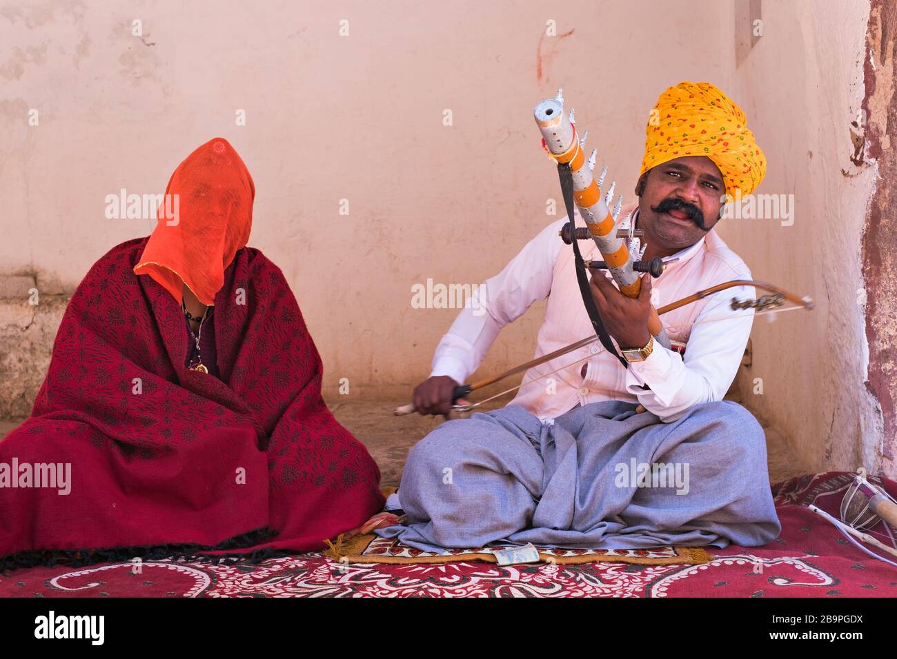 Musicista Mehrangarh Fort Jodhpur Rajasthan India Foto Stock