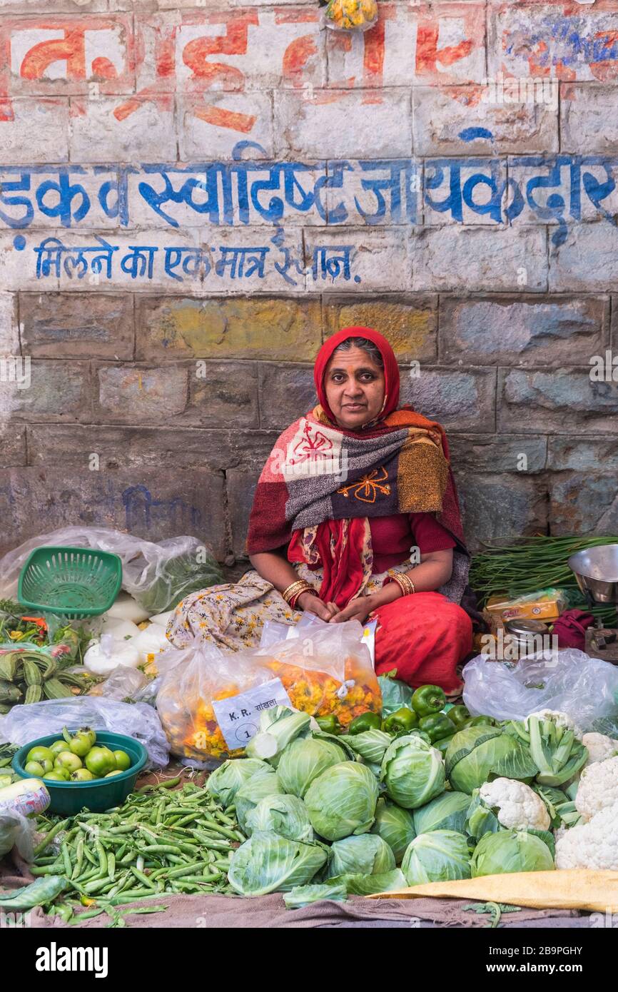 Mercato vegetale Old City Jodhpur Rajasthan India Foto Stock