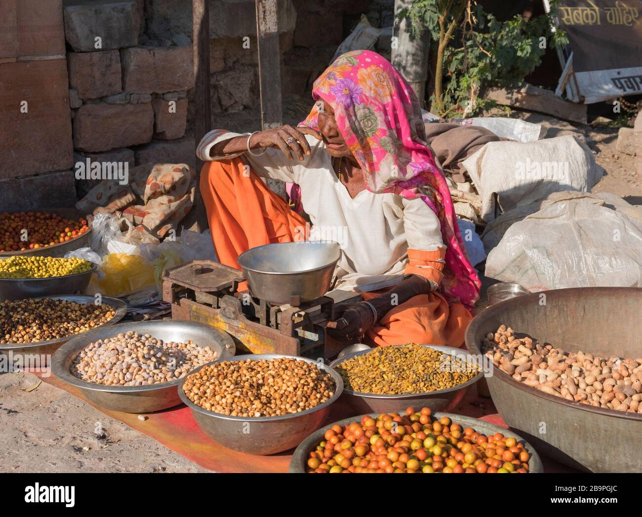 Venditore di strada Mandore Garden Jodhpur Rajasthan India Foto Stock