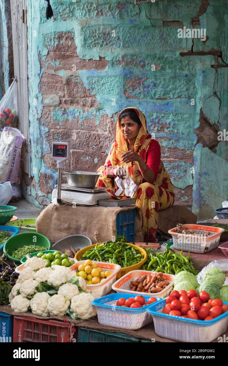 Mercato vegetale Navchokiya Old City Jodhpur Rajasthan India Foto Stock