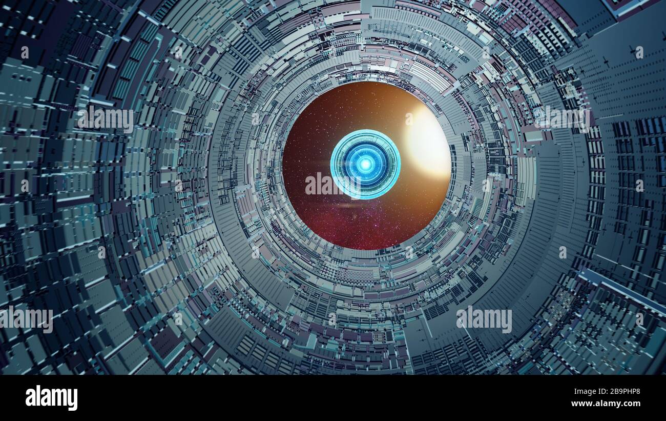 Separazione Delle Capsule Dalla Stazione Spaziale. Design Futuristico Foto Stock