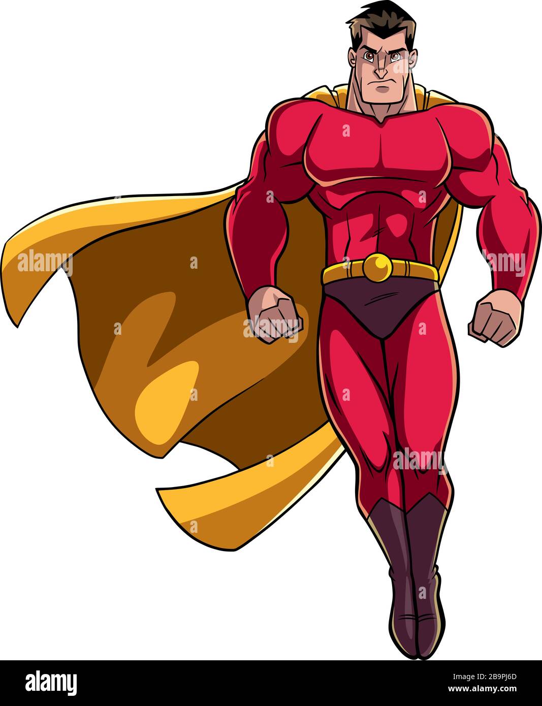 Supereroe Flying on White Illustrazione Vettoriale