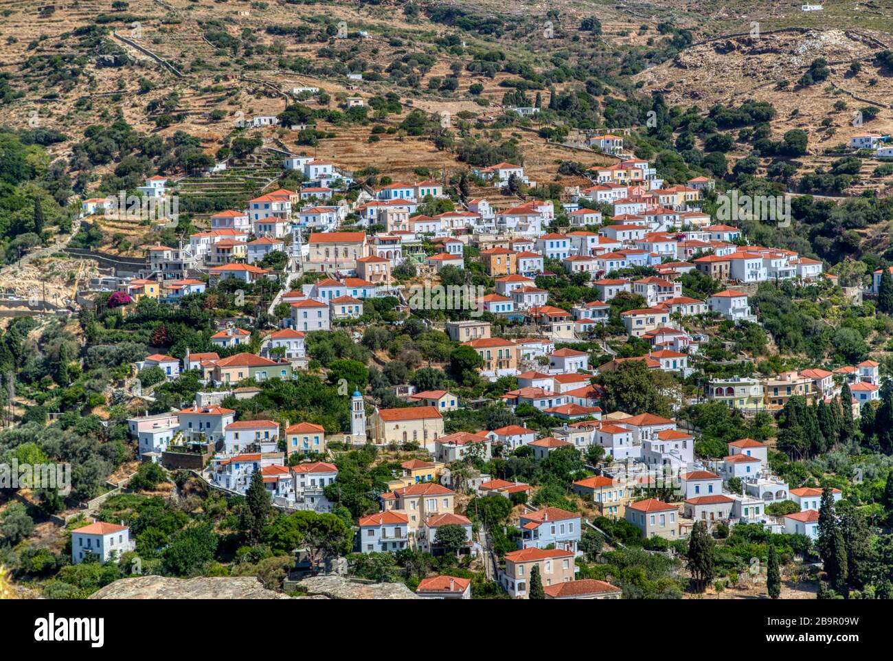 Stenies villaggio sull'isola di Andros, Cicladi, Grecia Foto Stock