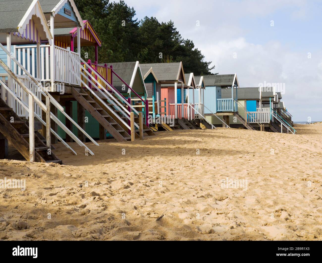 Beach Huts, Wells-next-the-Sea, Norfolk, Regno Unito Foto Stock