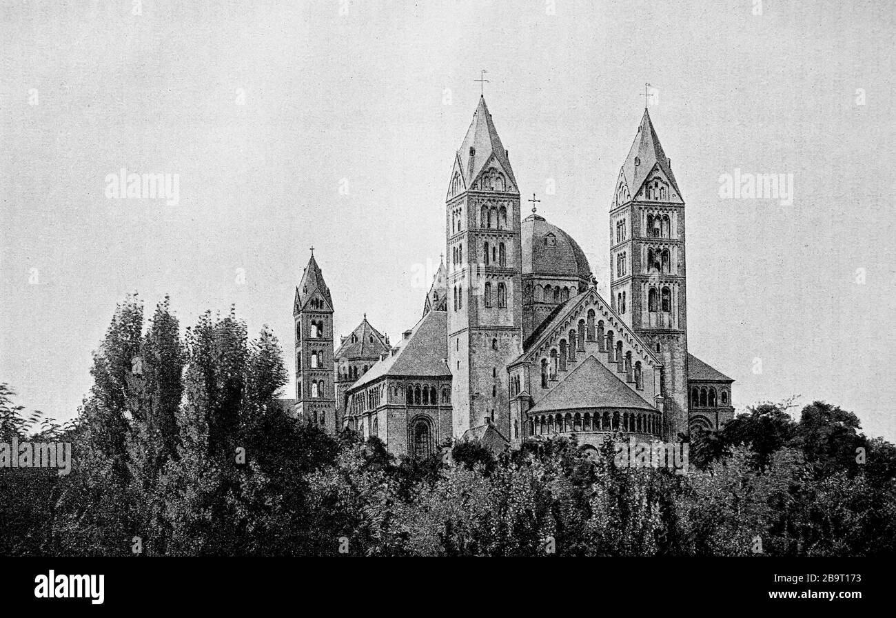 La Cattedrale di Speier, Speyer, Germania, foto dal 1880 / Der Dom zu Speier, Speyer, Deutschland, Foto von 1880, Historisch, riproduzione digitale migliorata di un originale del 19 ° secolo / digitale Reproduktion einer Originalvorlage aus dem 19. Jahrhundert, Foto Stock