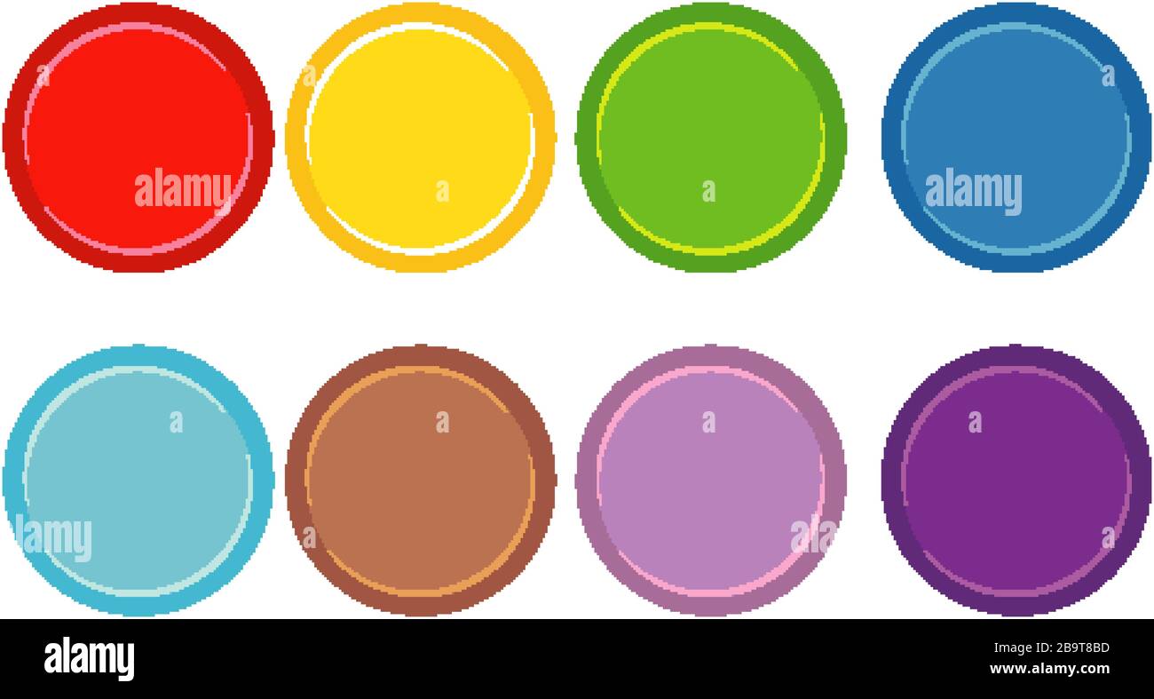 Cerchi rotondi di colori diversi su sfondo bianco Illustrazione Vettoriale