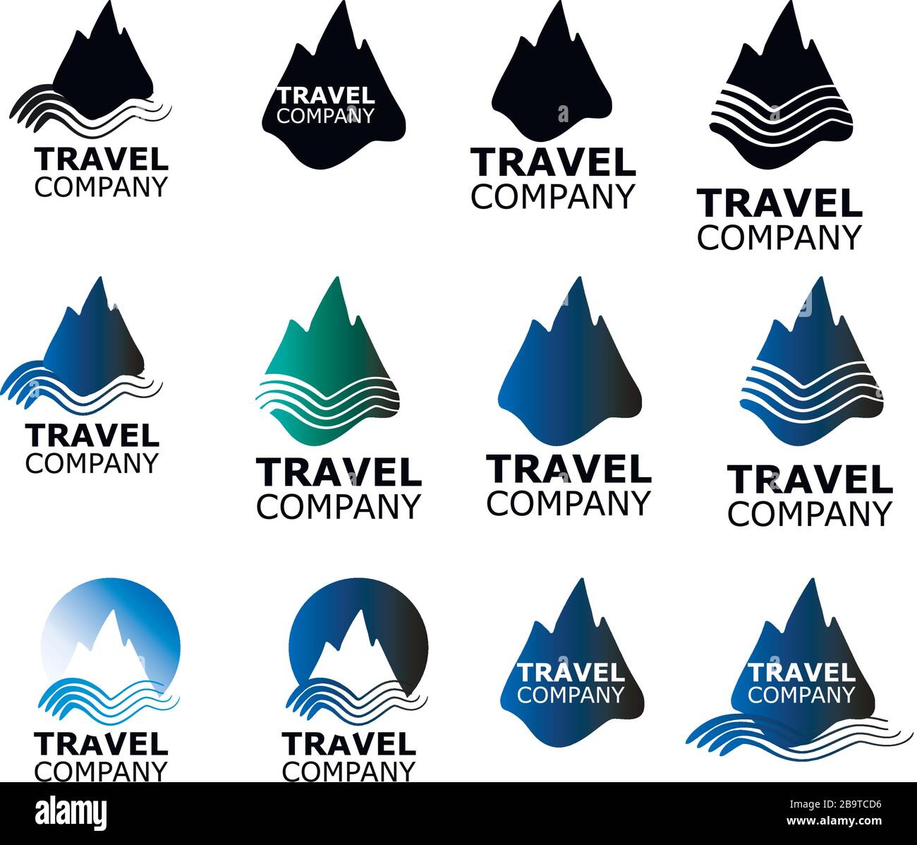 Logo vettore agenzie di viaggio opzioni montagna simbolo Illustrazione Vettoriale