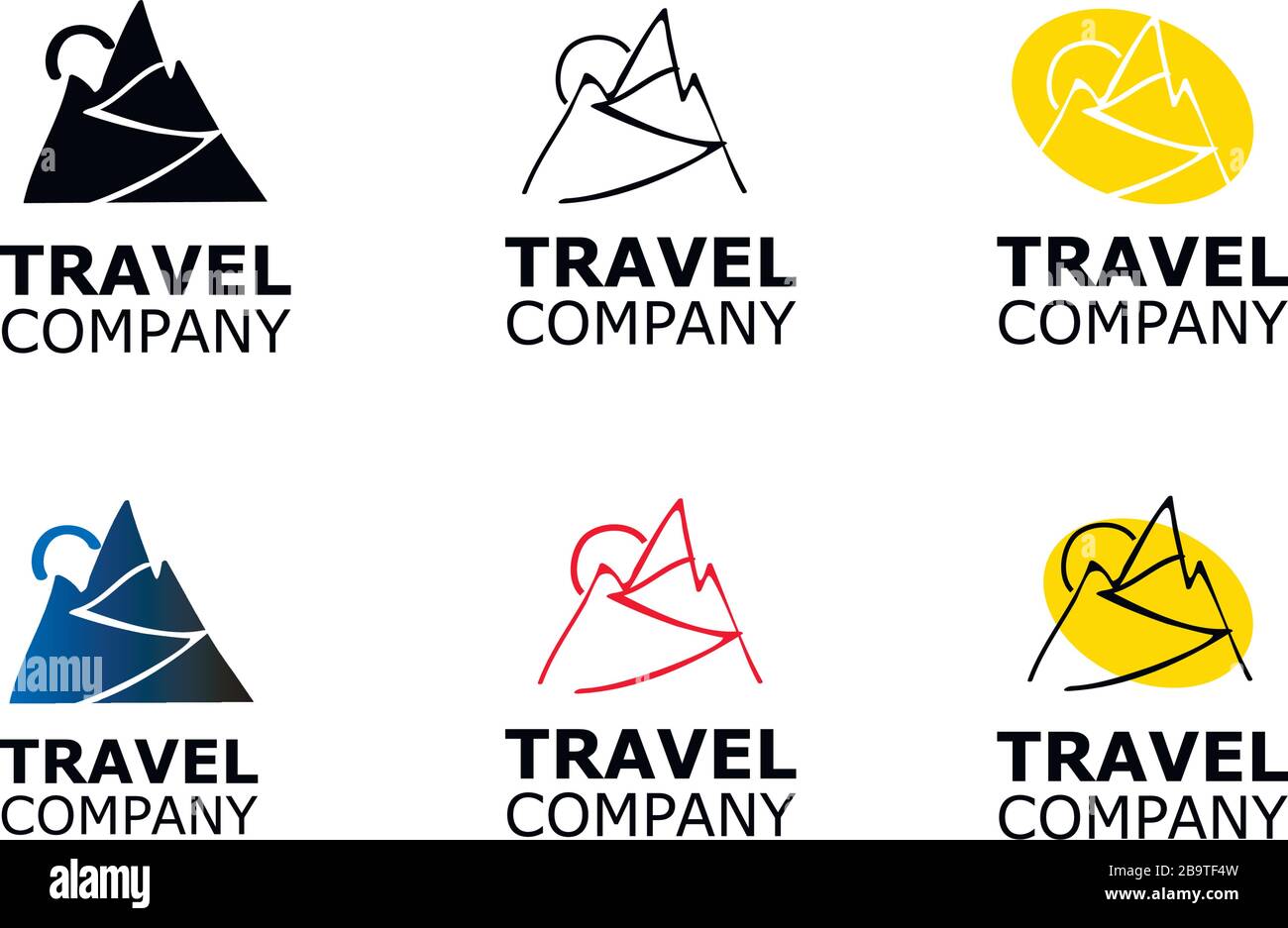 Logo vettore agenzie di viaggio opzioni montagna simbolo Illustrazione Vettoriale