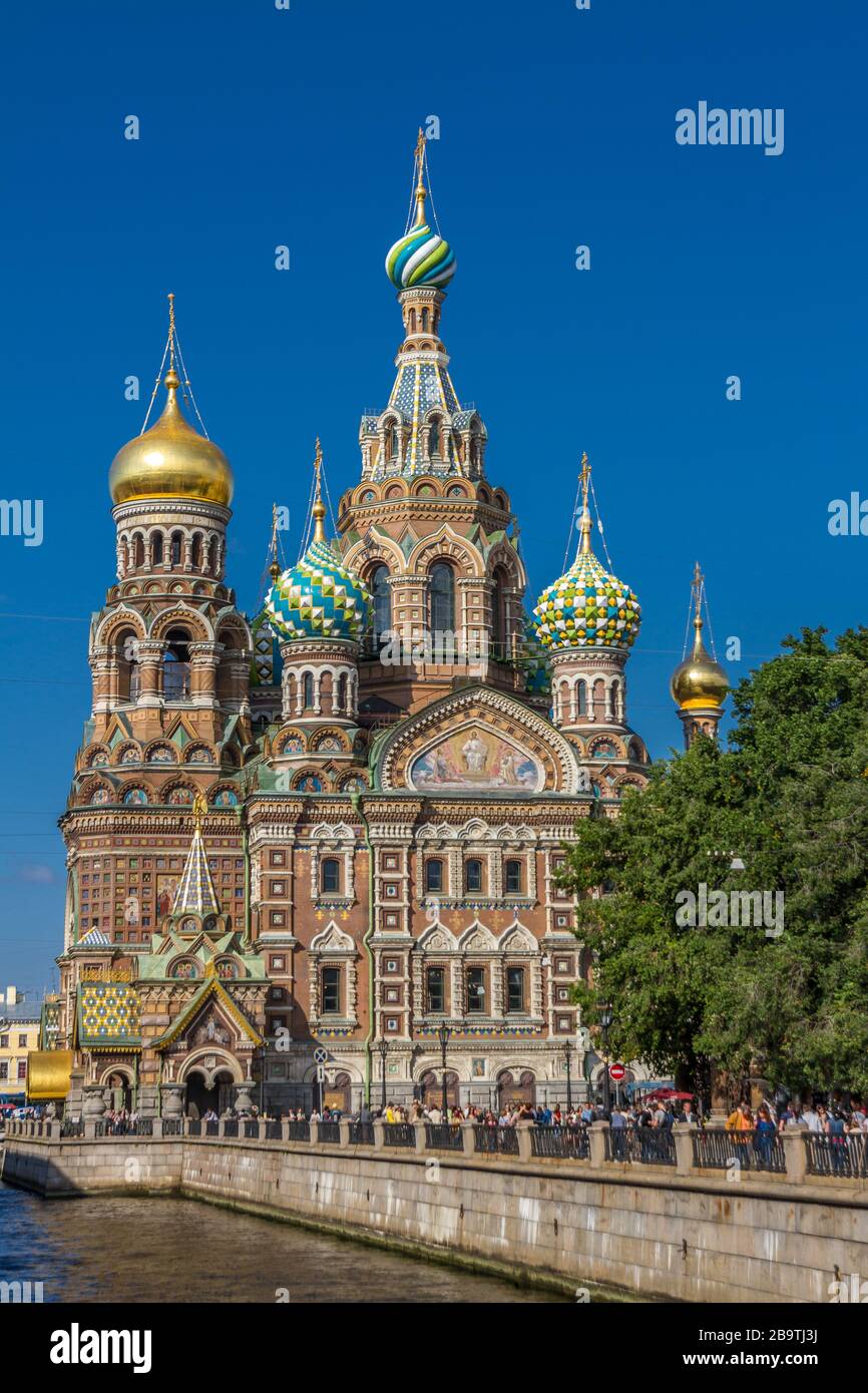 Chiesa del Salvatore sul sangue versato (Spas na krovi). Situato vicino al canale Griboyedov. San Pietroburgo, Russia Foto Stock