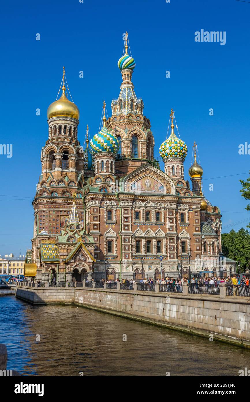 Chiesa del Salvatore sul sangue versato (Spas na krovi). Situato vicino al canale Griboyedov. San Pietroburgo, Russia Foto Stock