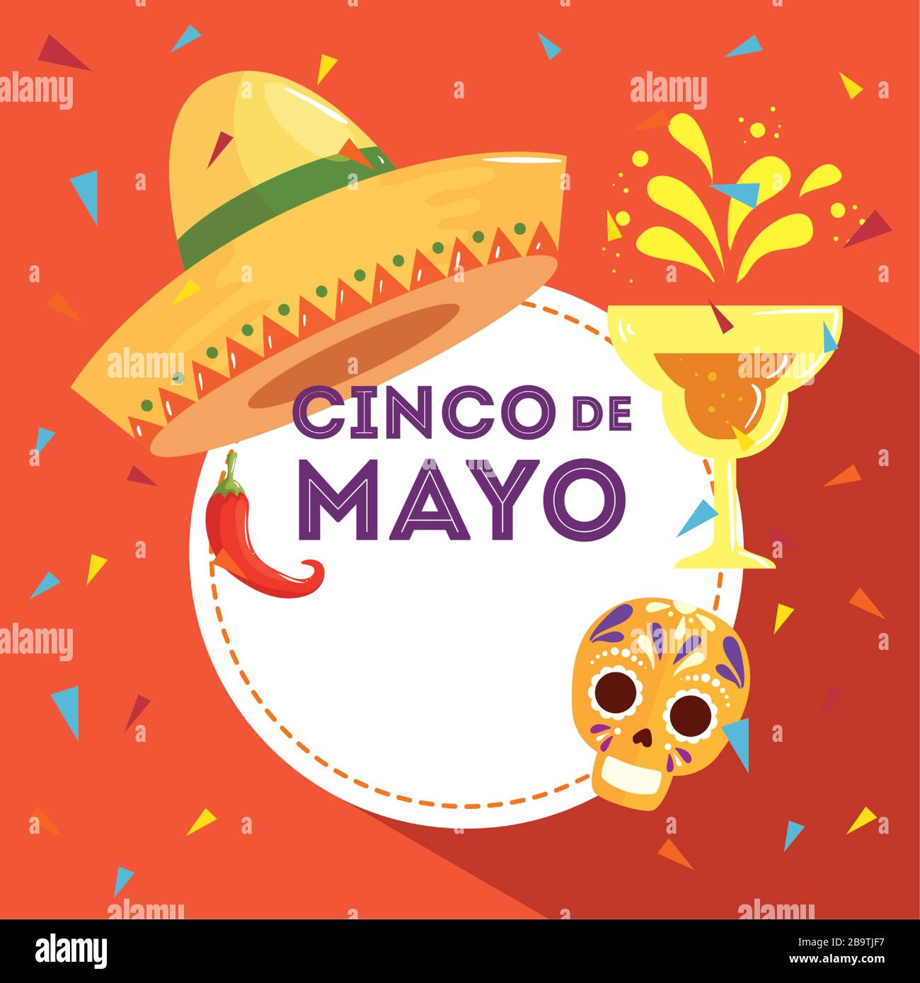 poster cinco de mayo con copricapo e decorazione Illustrazione Vettoriale