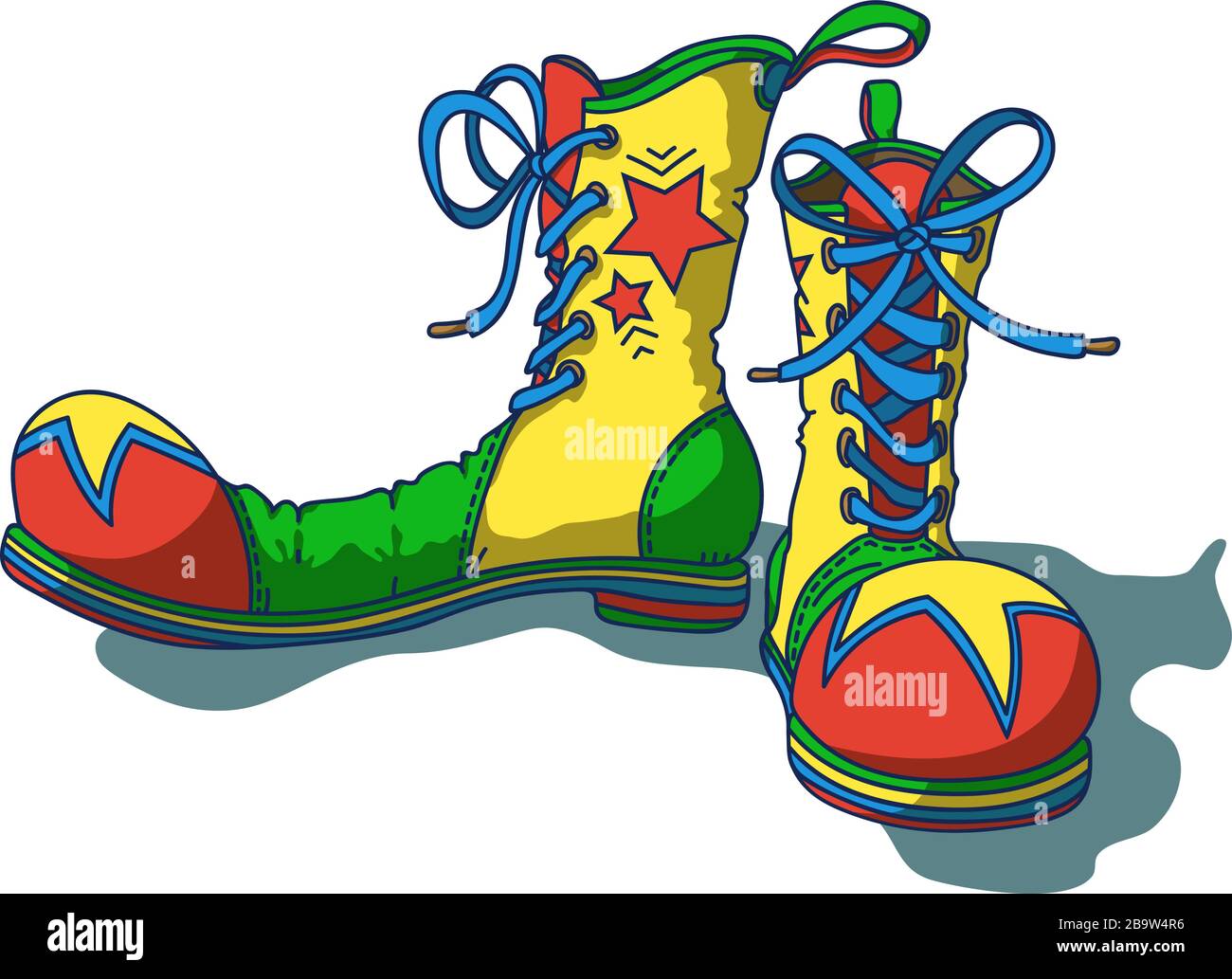Clown's Shoes, illustrazione vettoriale disegnata a mano Illustrazione Vettoriale