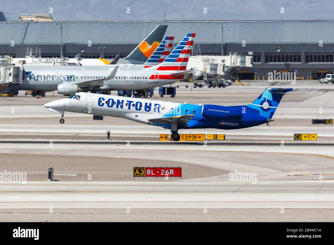 Las Vegas, Nevada – 9 aprile 2019: Aereo Contour Airlines Embraer ERJ 135 all'aeroporto di Las Vegas (LAS) in Nevada. Foto Stock