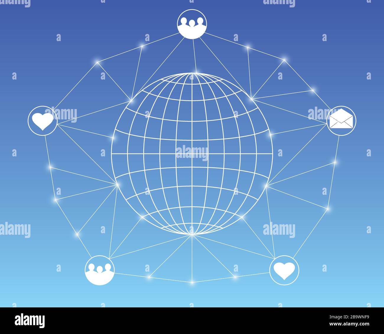 Progettazione di reti di comunità sociali. Illustrazione Vettoriale